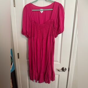 GAP Maternity 🥰Pink LINEN RUFFLE Dress EUC
